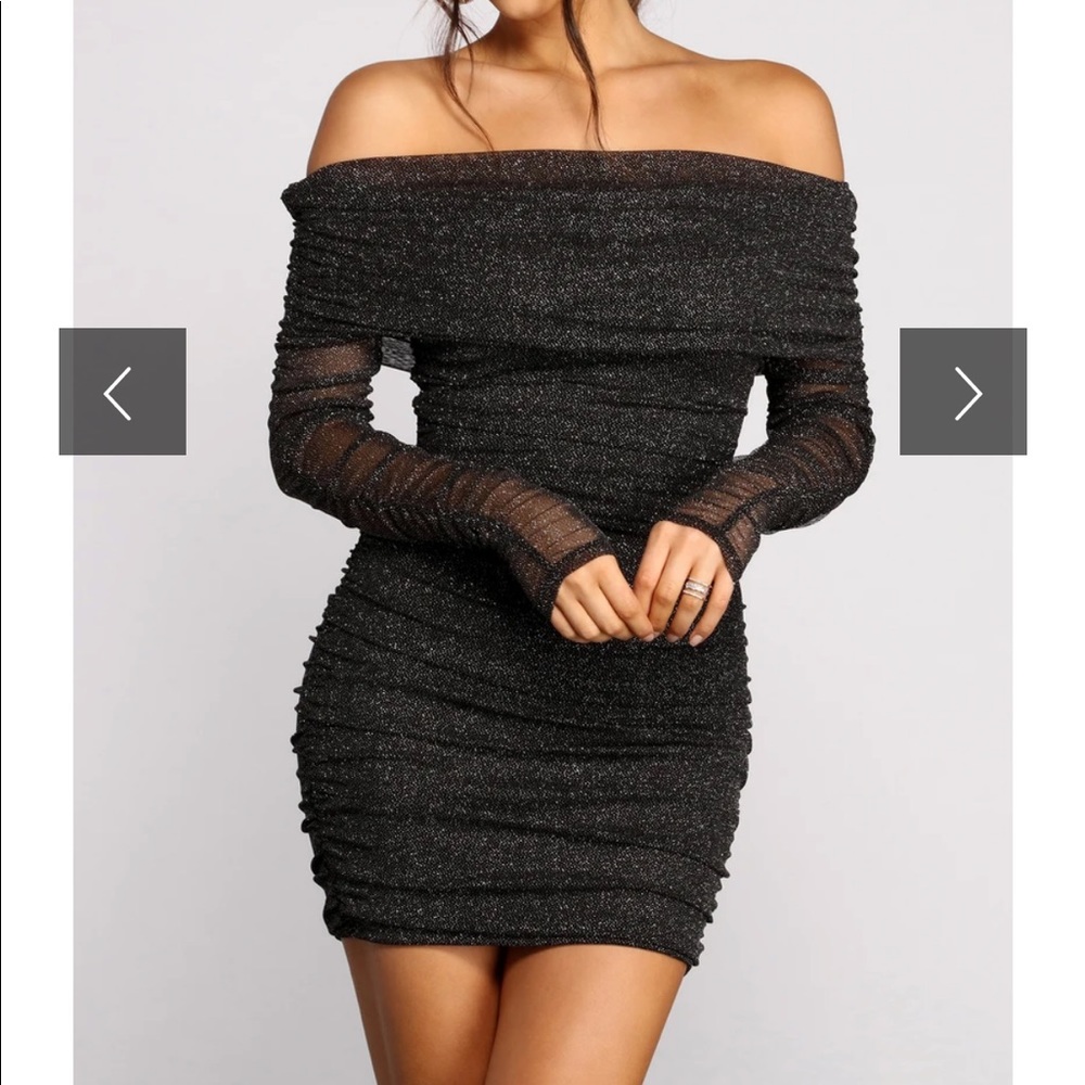 Black Rouched long sleeve dress - Picture 5 of 5